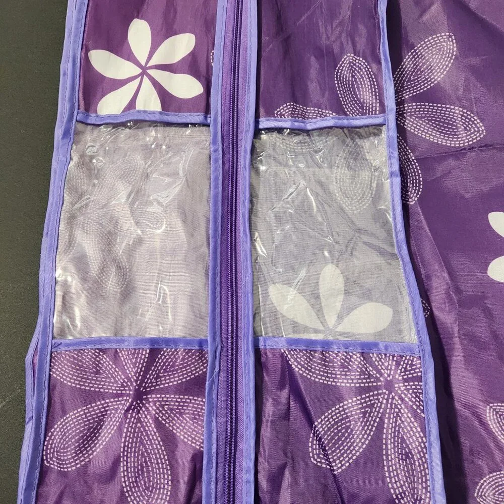 Hanging 3 piece Purple Garment Bags for Closet with Windows